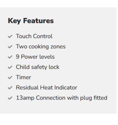 Culina 30cm Domino Ceramic Hob, Model UBTC30FLC