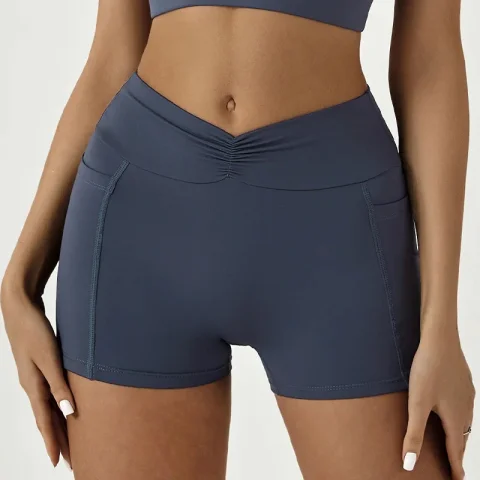 Women High Waist Athletic Spandex Workout Gym Shorts with Pockets