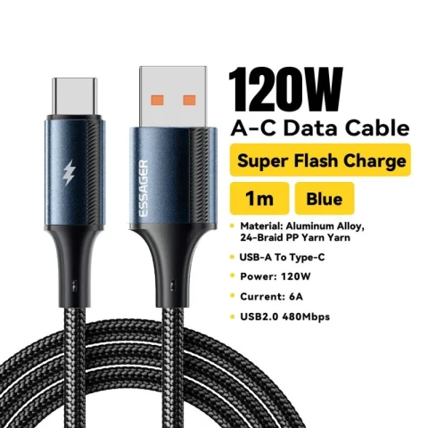 Essager 120W 6A USB Type C Cable For Xiaomi 11 Realme Huawei